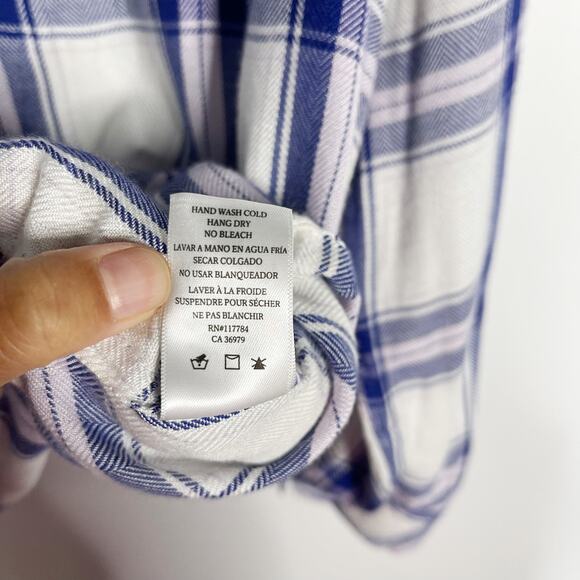 Rails Small S White Blue Plaid Button Down Shirt Long Sleeve Sapphire Lilac - Picture 8 of 8